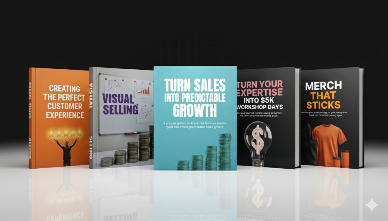 Launch Sticky Merch, Sell $5K Workshops, Systemize Sales, Sell Visually & Create Unforgettable Experiences