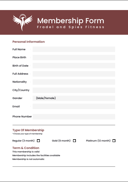 Red Minimalist Membership Form (A4 Printable & Editable)