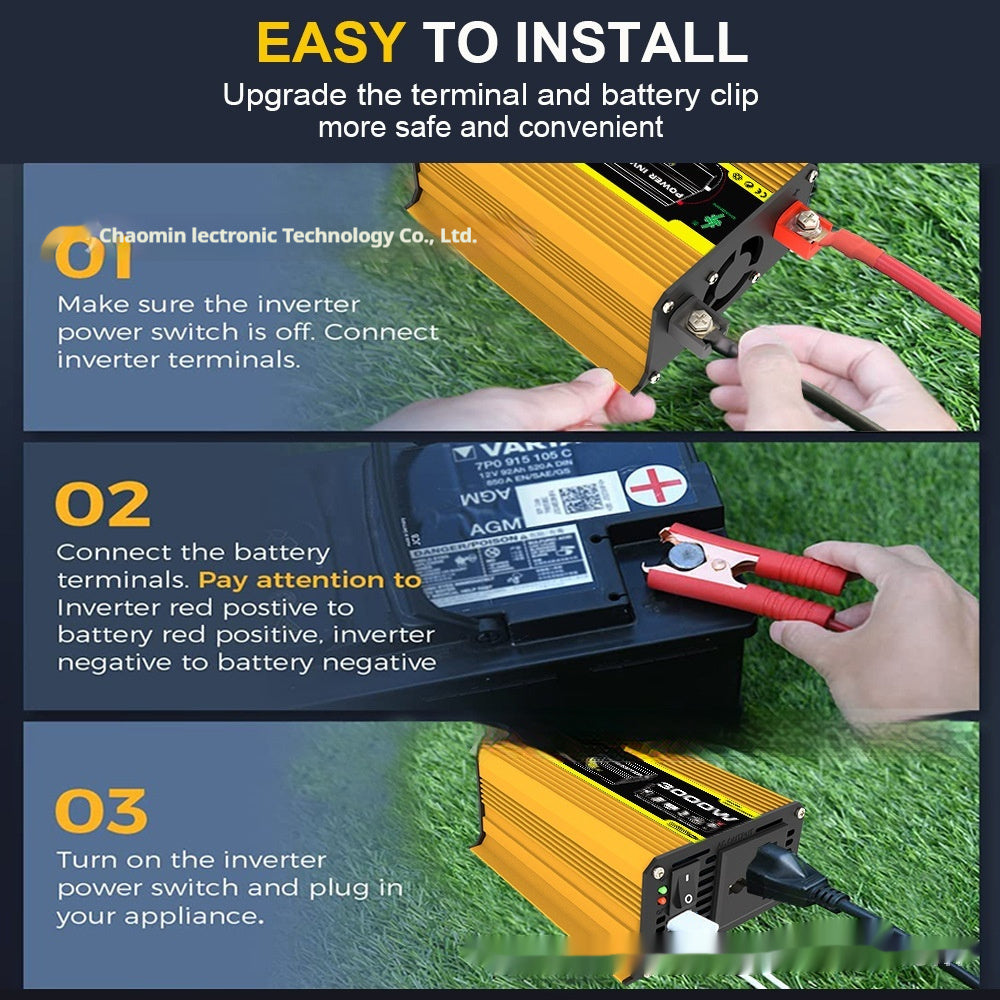 Inverter 12V To 220V110V3000W Vehicle Solar Power Conversion Inverter Off-grid High Frequency Correction